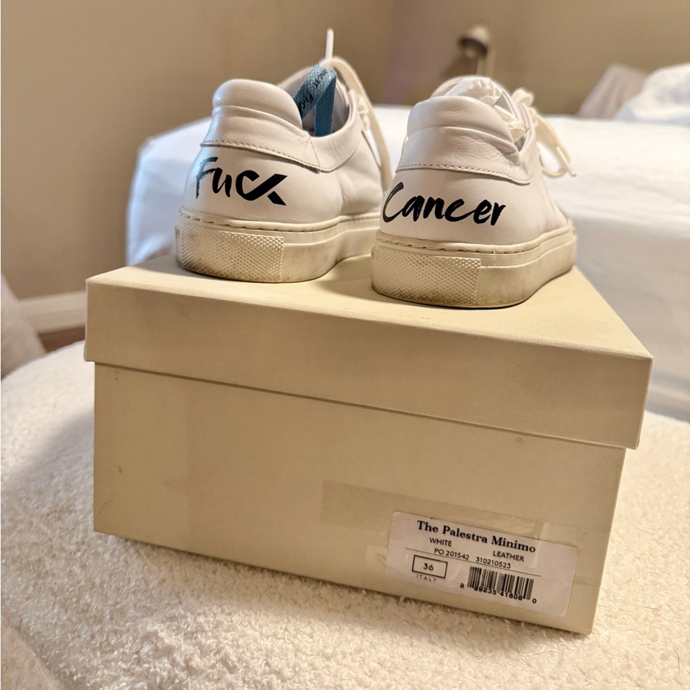 M. Gemi White F Cancer Low Top Sneakers SZ 6